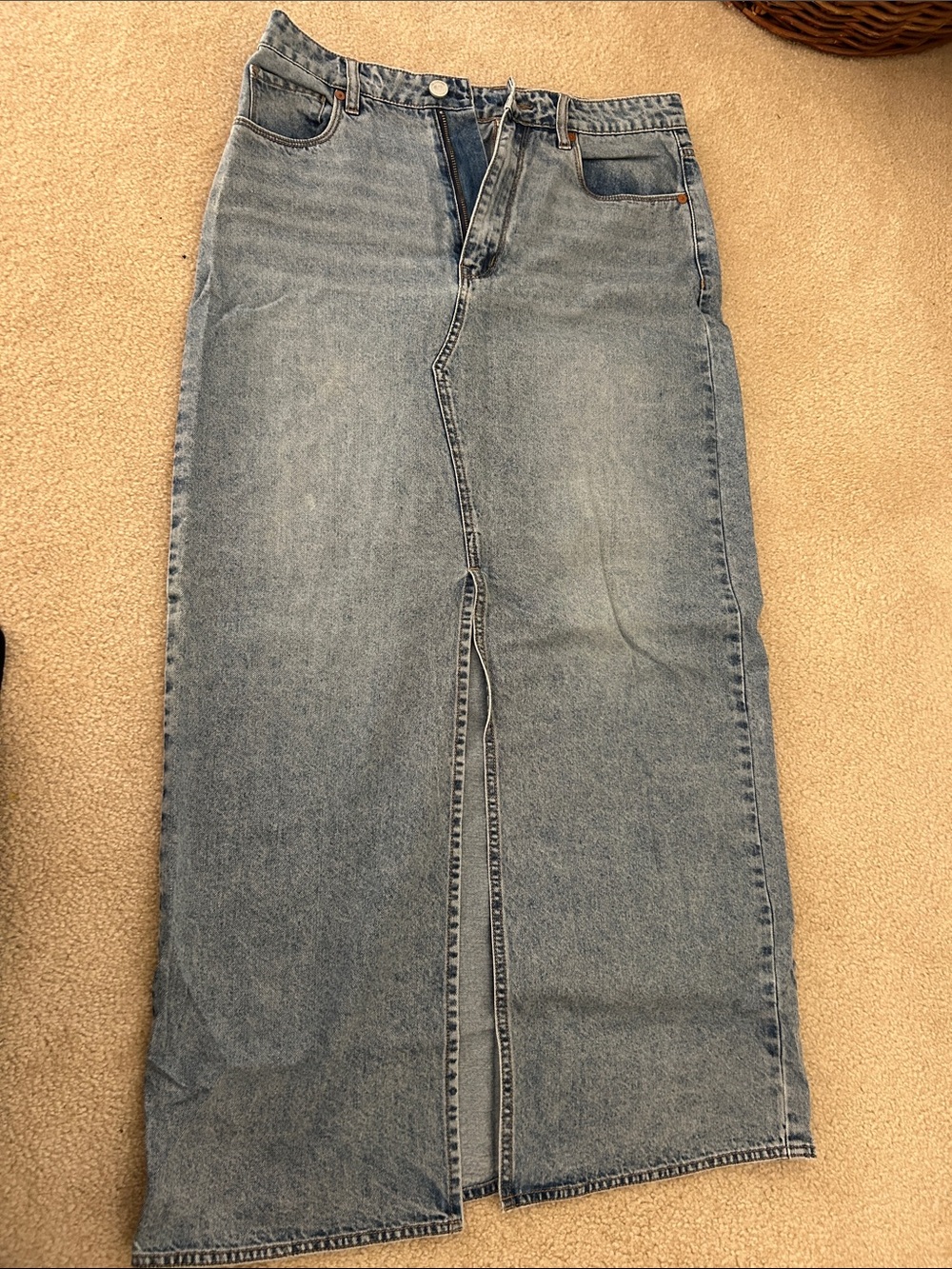 Blank NYC Light Blue Denim Skirt with Classic Stitching
